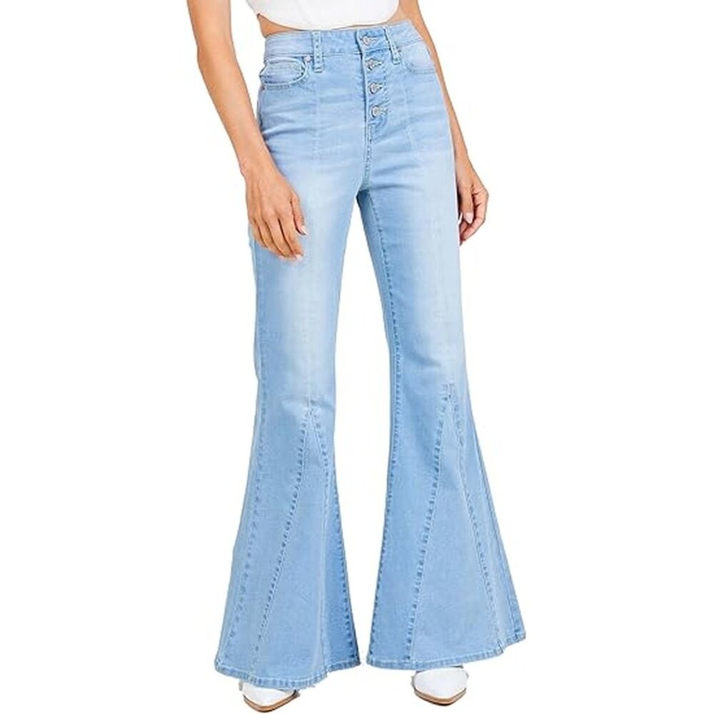 Altar'd State Jeans light wash high rise super wide flared bottoms all sizes NWT - Picture 3 of 8